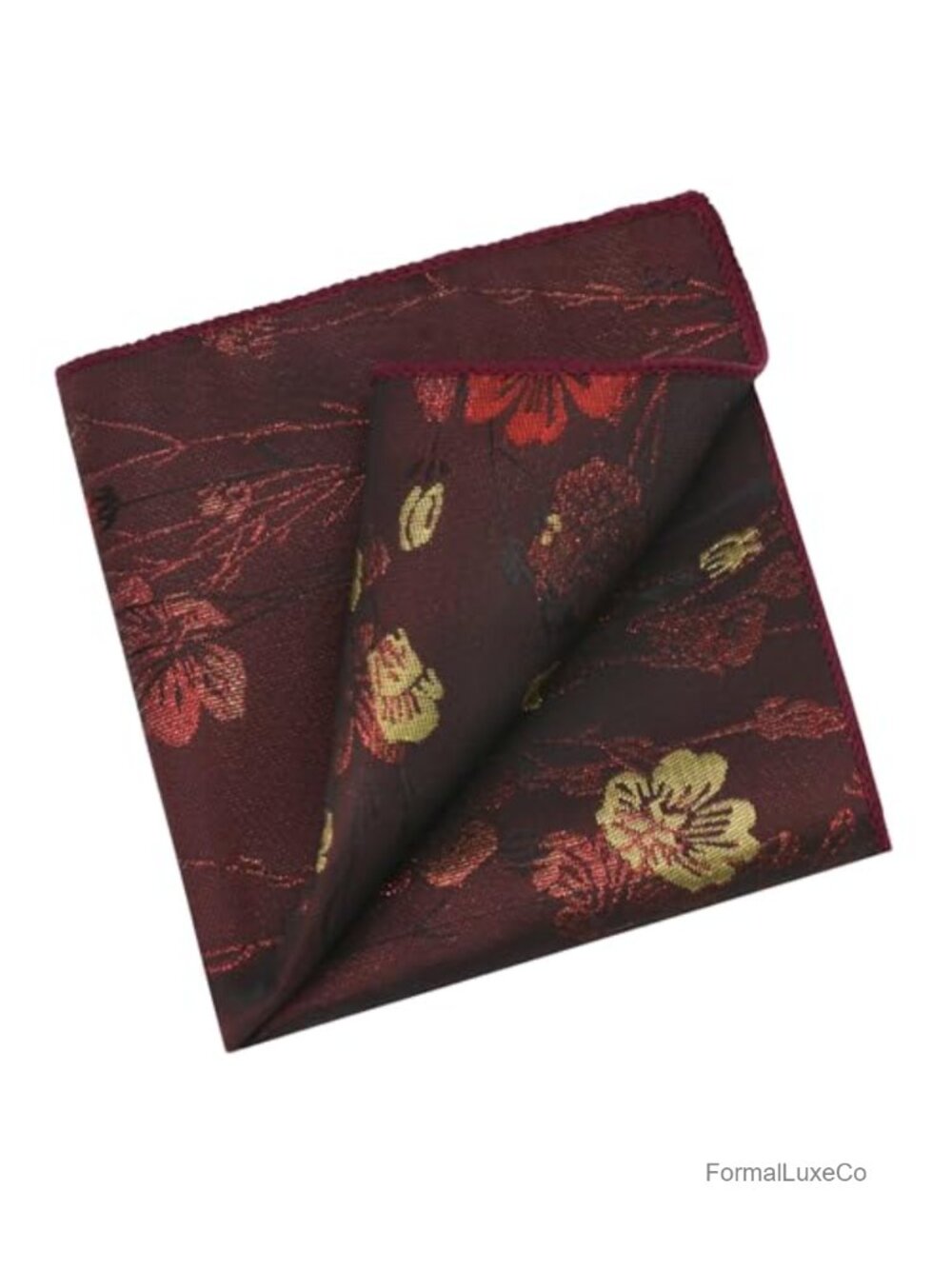 Men's Vintage Floral Jacquard Pocket Square Handkerchief 9x9